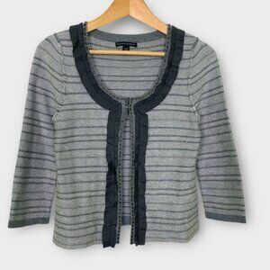 Banana Republic Gray Ruffle Cotton Wool Cardigan